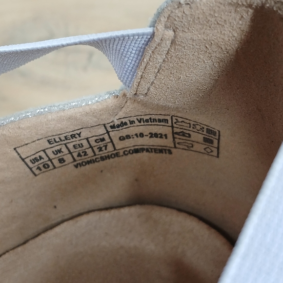 Vionic Ellery Silver Metallic Leather Ankle Strap Comfort Wedge Flats 1352 - Picture 11 of 12